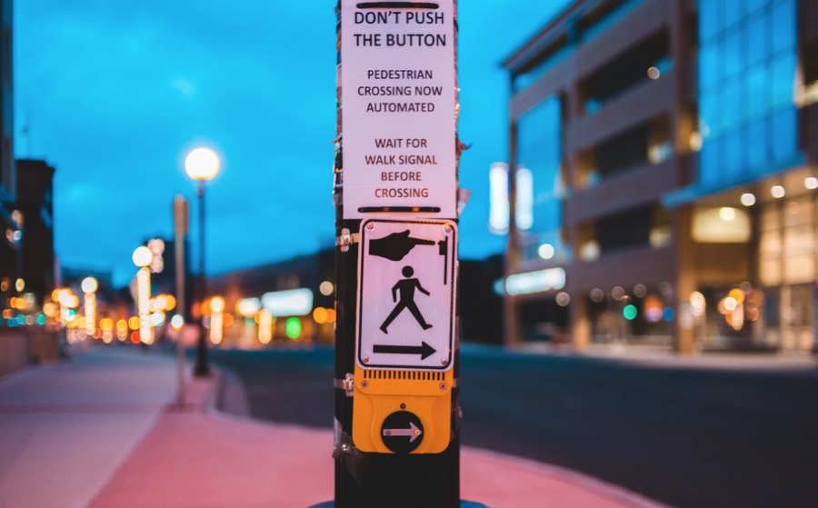 cross walk pole with button