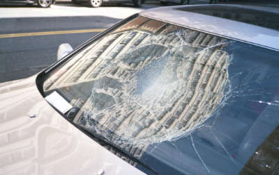 damaged windshield on a car