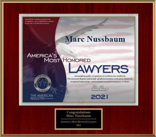Most Honored Lawyer award Marc Nussbaum